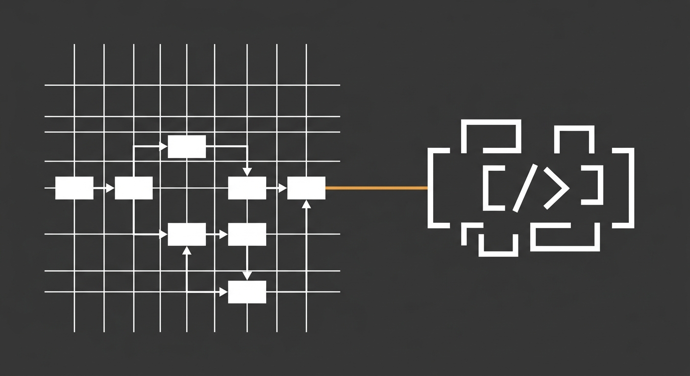 Abstract illustration for the article Why coding agents need a logic twin, not a transcript